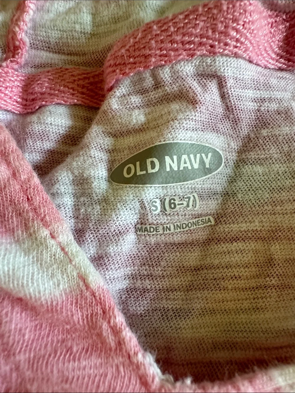 Old Navy Pink and White Striped Hooded Swim Cover Up. Size Small 6/7